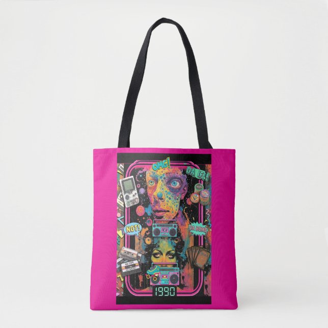 Psychedelic 90s Style All Over Print Tote Bag (Devant)