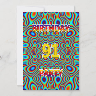 Psychedelic 91st Birthday party Invitation