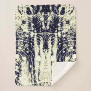 psychedelic abstract art black and white sherpa blanket