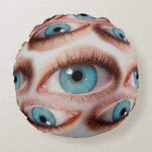 Psychedelic abstract background of distorted eye p round pillow