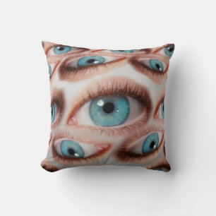 Psychedelic abstract background of distorted eye p throw pillow