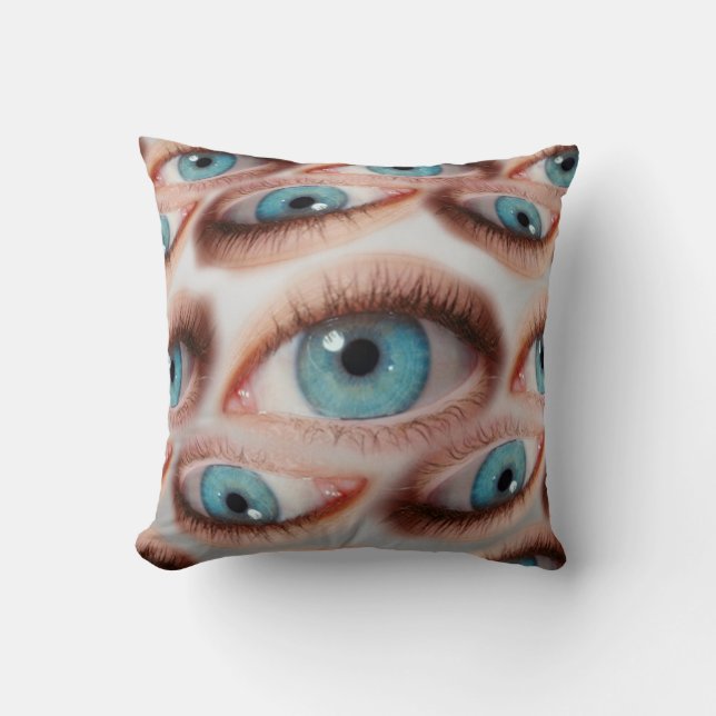 Psychedelic abstract background of distorted eye p throw pillow (Front)