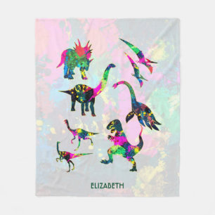 Psychedelic Abstract Colourful Dinosaur Fleece Blanket