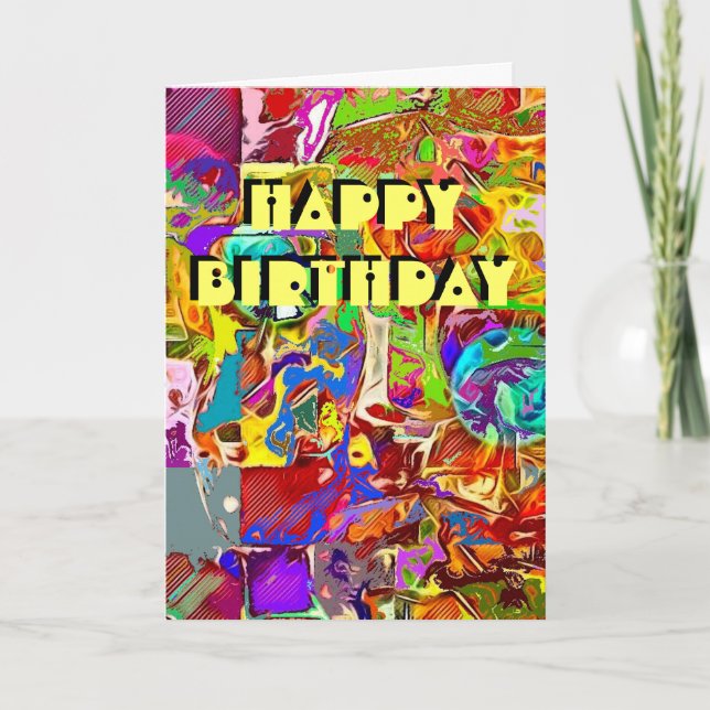 Psychedelic Abstract Design Birthday Card (Front)