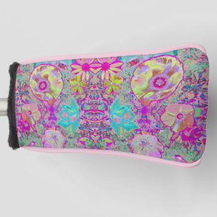 Psychedelic Abstract Magenta and Aqua Garden Art Golf Head Cover