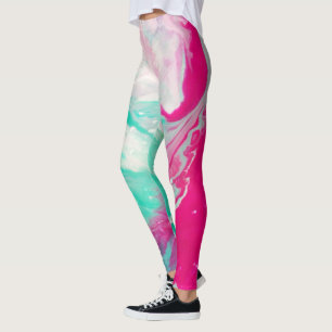 Psychedelic Abstract Magenta and Aqua   Vibrant Leggings
