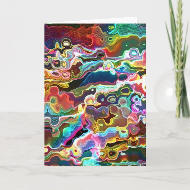 Psychedelic Abstract Neon Cellular Electric Art Card (Front)