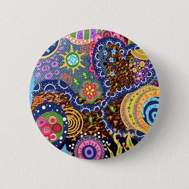 Psychedelic abstract pattern 2 inch round button (Front)