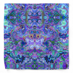 Psychedelic Abstract Purple and Teal Pattern Bandana