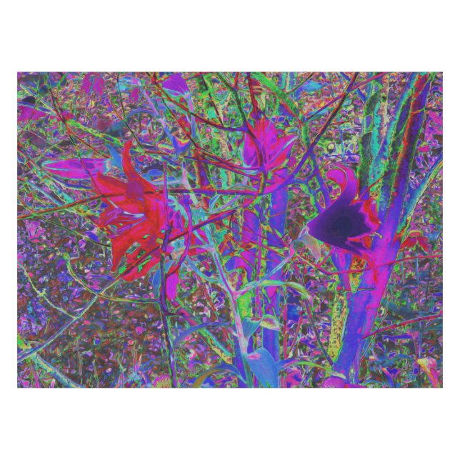 Psychedelic Abstract Rainbow Colours Lily Garden Tablecloth (Front (Horizontal))