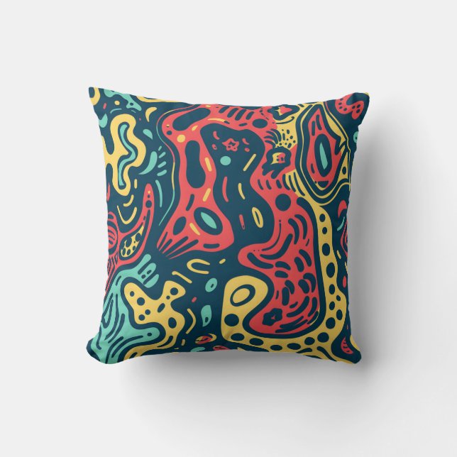 Psychedelic Abstract Throw Pillow (Front)