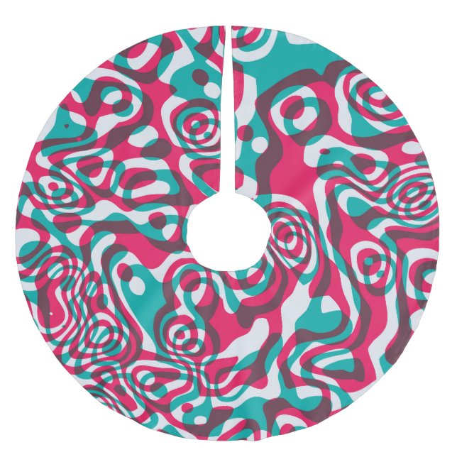 Psychedelic Acid Seamless Funky Background. Brushed Polyester Tree Skirt (Front)