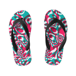 Psychedelic Acid Seamless Funky Background. Kid's Flip Flops