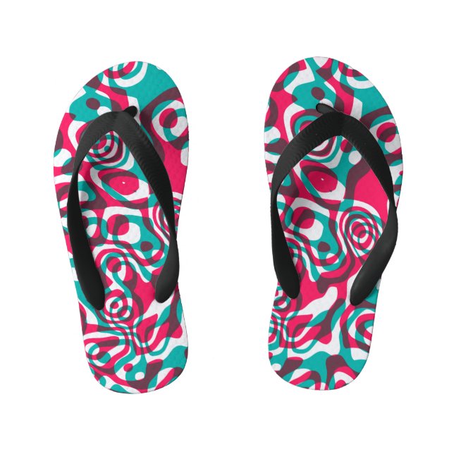 Psychedelic Acid Seamless Funky Background. Kid's Flip Flops (Footbed)