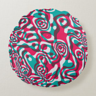 Psychedelic Acid Seamless Funky Background. Round Pillow