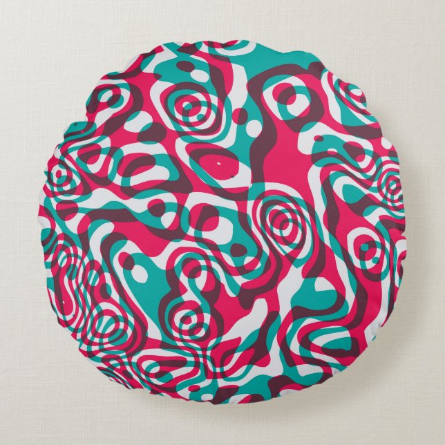 Psychedelic Acid Seamless Funky Background. Round Pillow (Front)