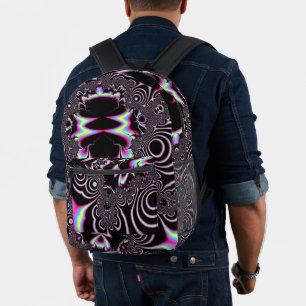 Psychedelic Acid Trip Fractal Abstract Digital Art Printed Backpack