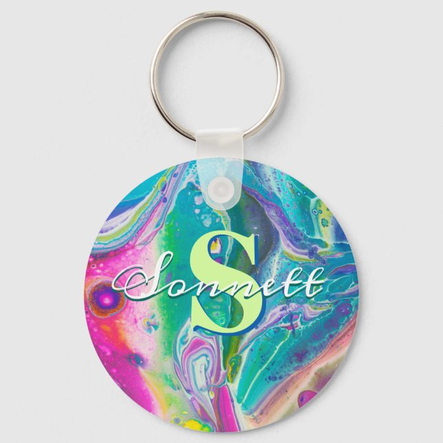Psychedelic Acrylic Flow Art Keychain (Front)