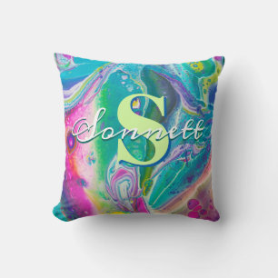 Psychedelic Acrylic Flow Art Throw Pillow
