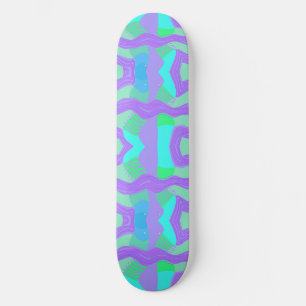 Psychedelic African Patchwork: Green Lilac Blue Skateboard