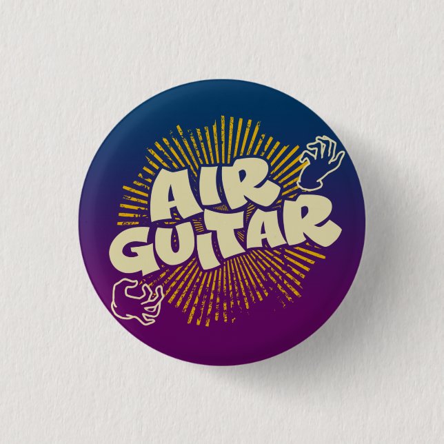 Psychedelic Air Guitar Retro Flair Pinback 1 Inch Round Button (Front)