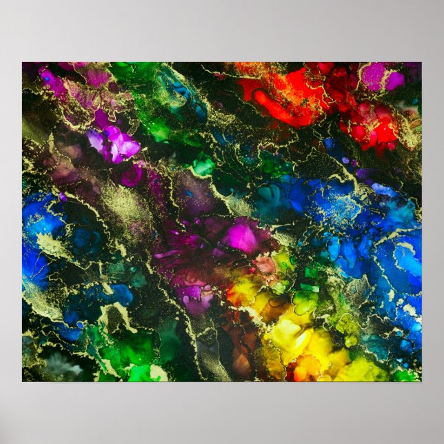 Psychedelic Alcohol Ink Abstract Painting Poster (Front)