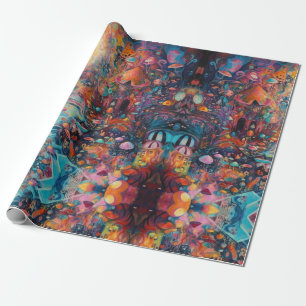 Psychedelic Alice in wonderland Girl Theme Wrapping Paper