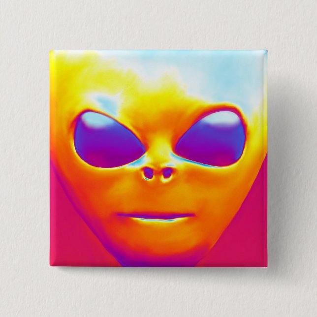 Psychedelic Alien 2 Inch Square Button (Front)