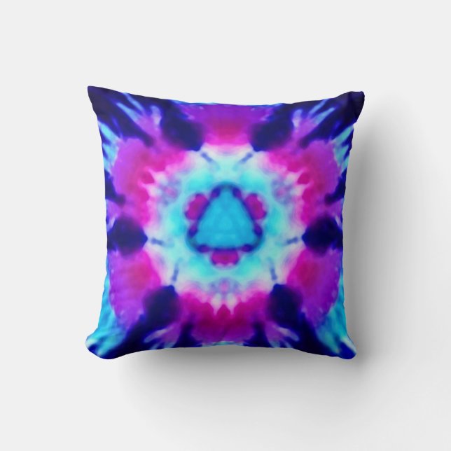 Psychedelic Alien Invasion Rainbow Throw Pillow (Front)
