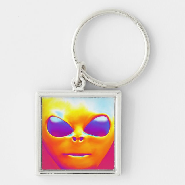 Psychedelic Alien Keychain (Front)
