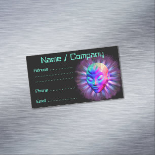Psychedelic Alien Meditation Magnetic Business Card