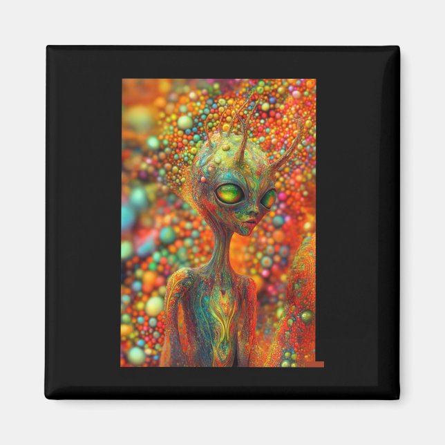 Psychedelic Alien Sticker  Magnet (Front)