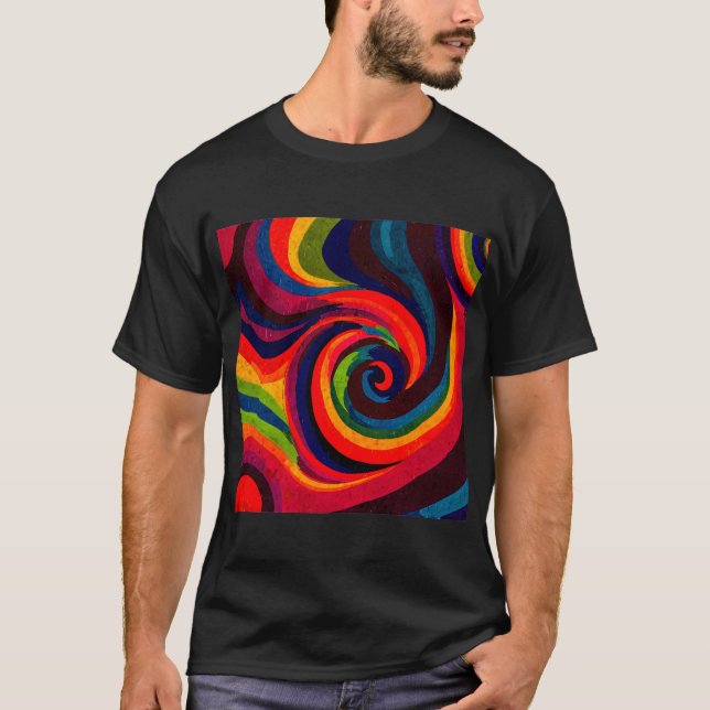 Psychedelic Art Design - Swirling Colour Patterns T-Shirt (Front)