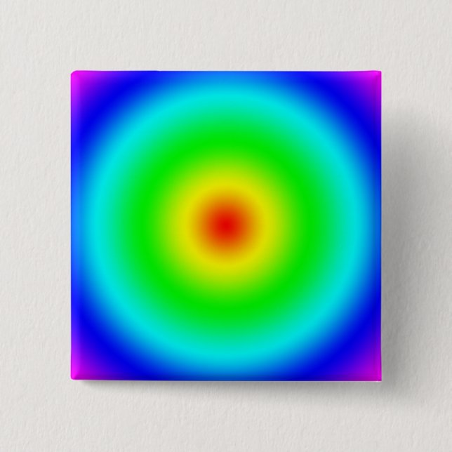 Psychedelic Art Gifts: Funky Rainbow Circles 2 Inch Square Button (Front)