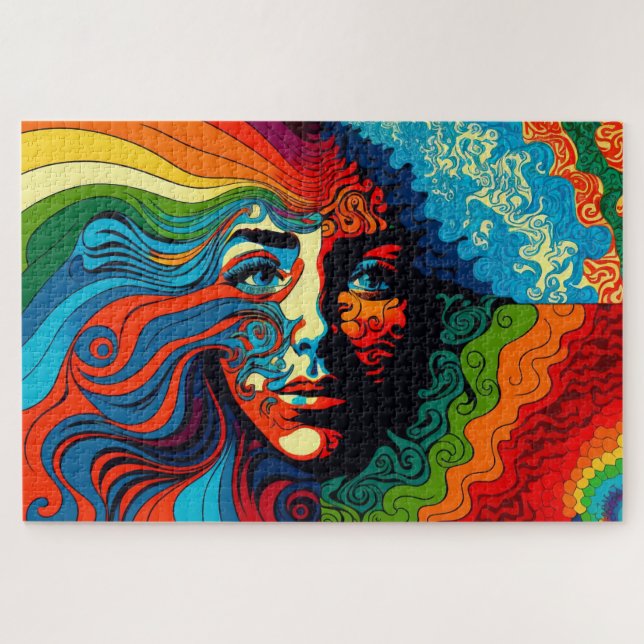 Psychedelic art of woman's face jigsaw puzzle (Horizontal)
