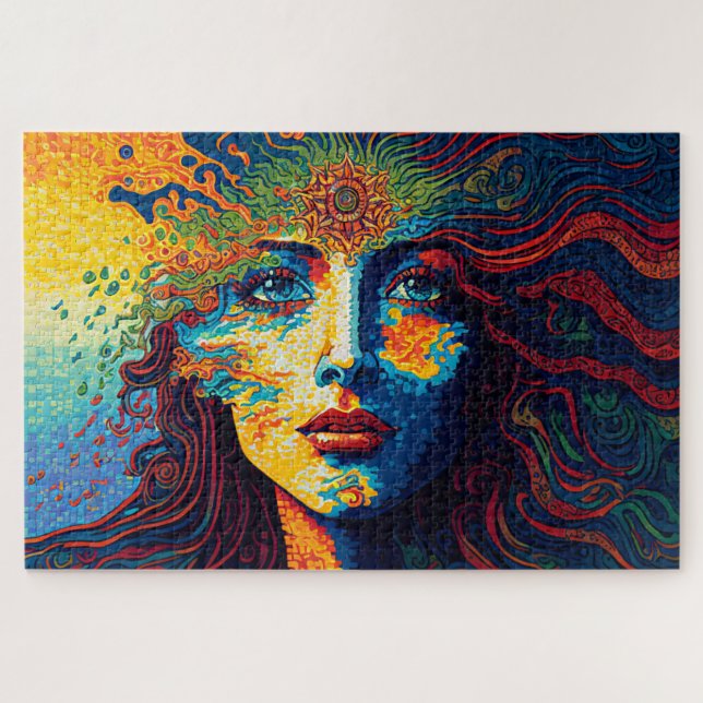 Psychedelic Art portrait of a woman Jigsaw Puzzle (Horizontal)