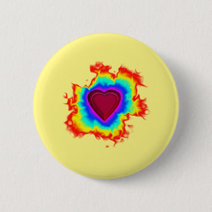 Psychedelic Aura Dual Heart 2 Inch Round Button
