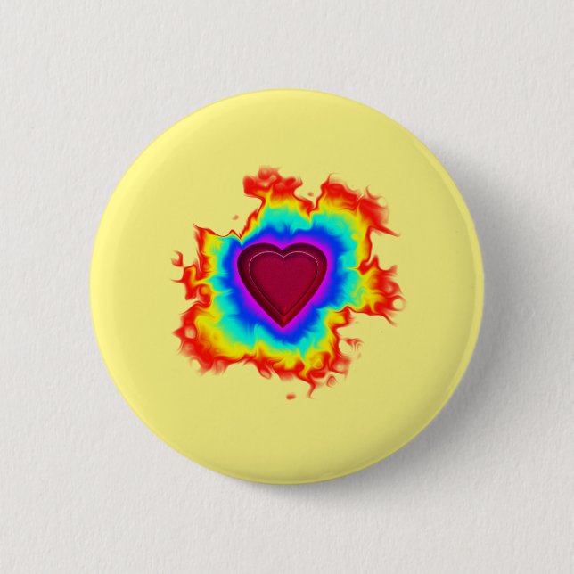 Psychedelic Aura Dual Heart 2 Inch Round Button (Front)