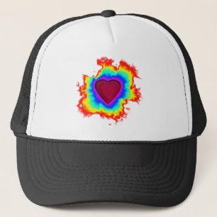 Psychedelic Aura Dual Heart Trucker Hat