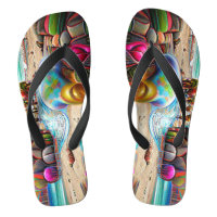 Psychedelic Balloons Colourful Created Flip Flops
