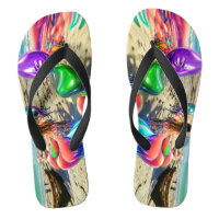 Psychedelic Balloons Colourful Created Flip Flops