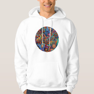 Psychedelic Batik Guitar Art–Colourful Retro Music Hoodie