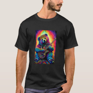 Psychedelic Bear Playing Guitar T Shirt