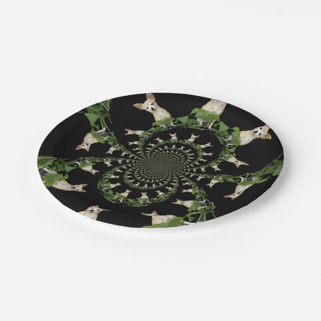Psychedelic Beige Chihuahua Humourous Paper Plate (Angled)