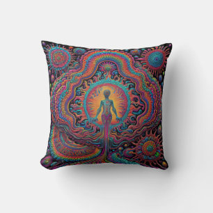 Psychedelic Birth Art Throw Pillow