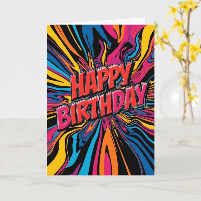 psychedelic birthday card (Yellow Flower)