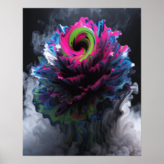 Psychedelic Blooming Design Wall Poster
