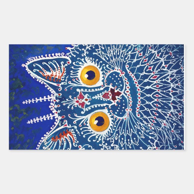 Psychedelic Blue Cat by Louis Wain Sticker (Front)