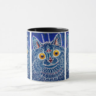 Psychedelic Blue Cat Painting by Louis Wain Mug