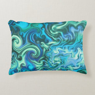 Psychedelic Blue Pillow-swirly turquoise & aqua Decorative Pillow
